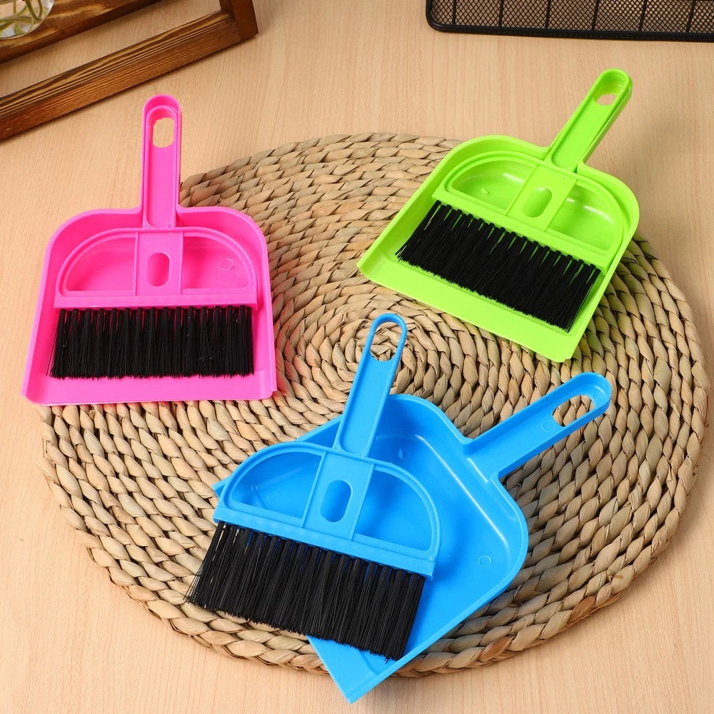 3 Sets of Small Brooms and Dustpans Handheld Dustpans and for Countertop Table
