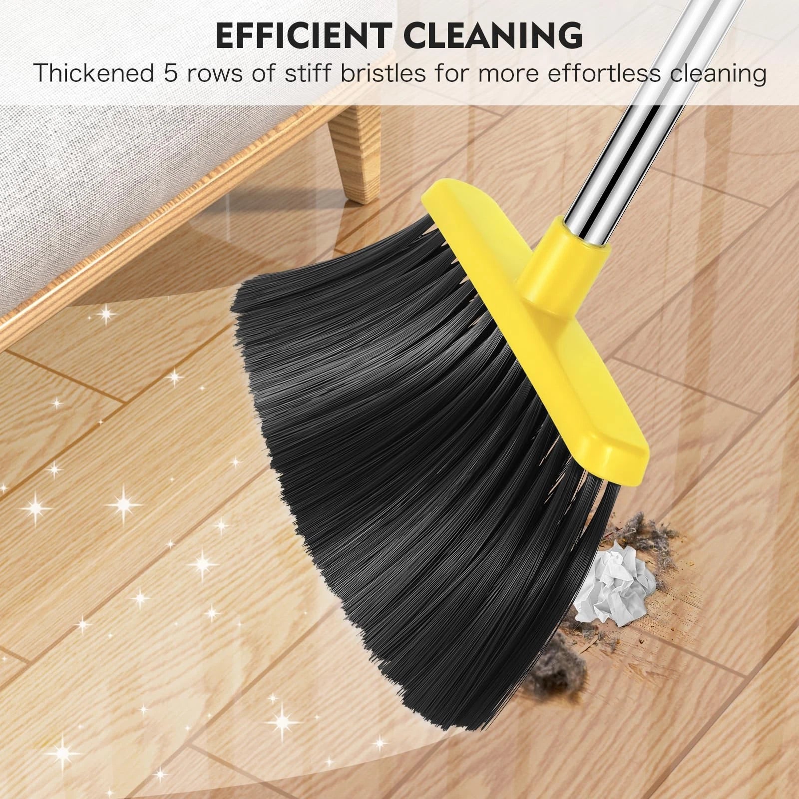 Broom and Dustpan Set, 55-in Long Adjustable Handle Broom Dustpan Combo with ...