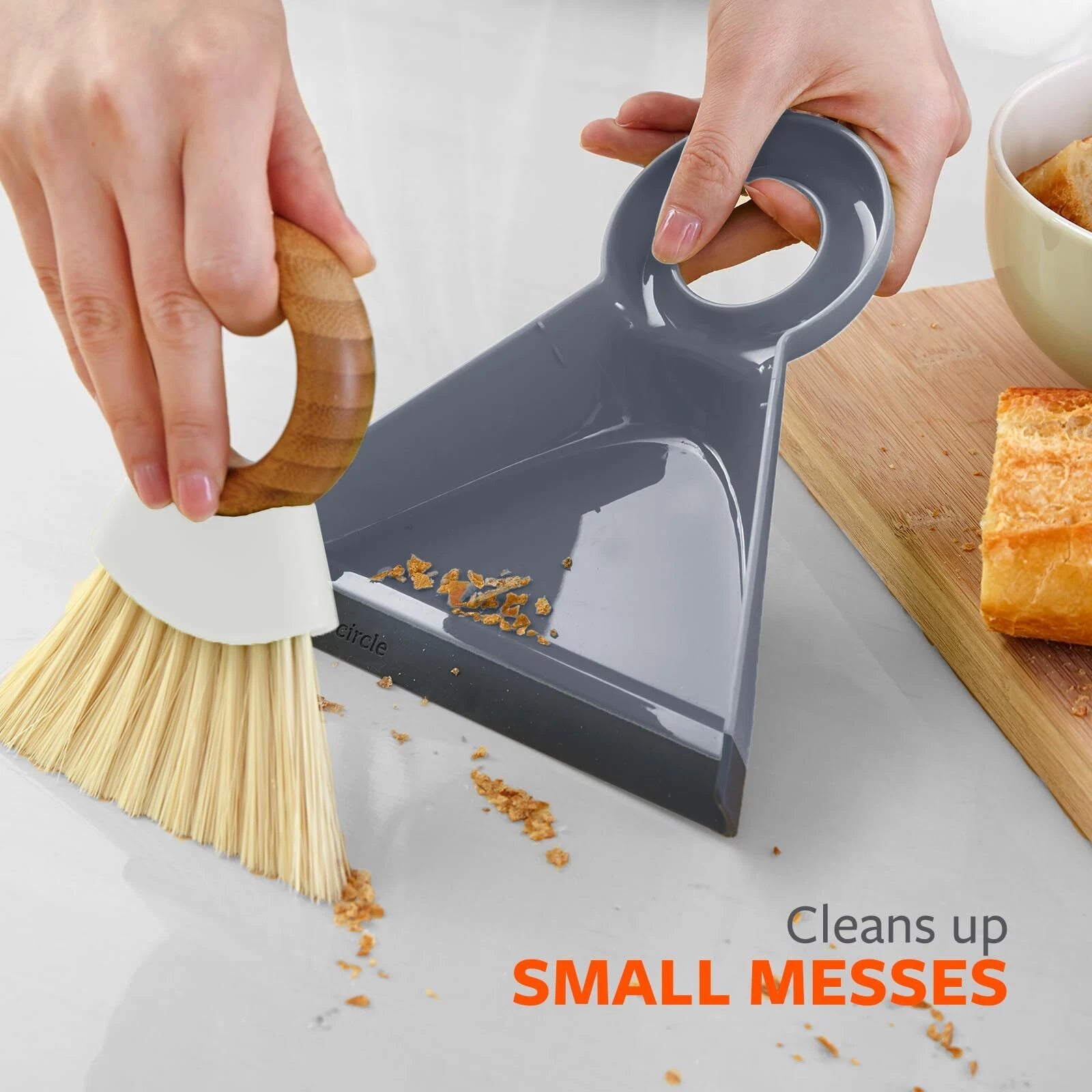 Tiny Team Mini Brush and Dustpan Set Compact Eco-Friendly Cleaning Tools