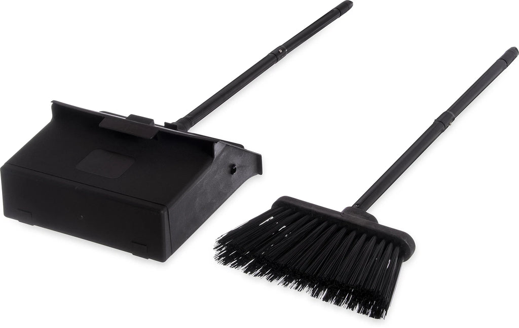 Duo-Pan Upright Dust Pan and Broom Broom Set with Clip for Floor Cleaning Res...