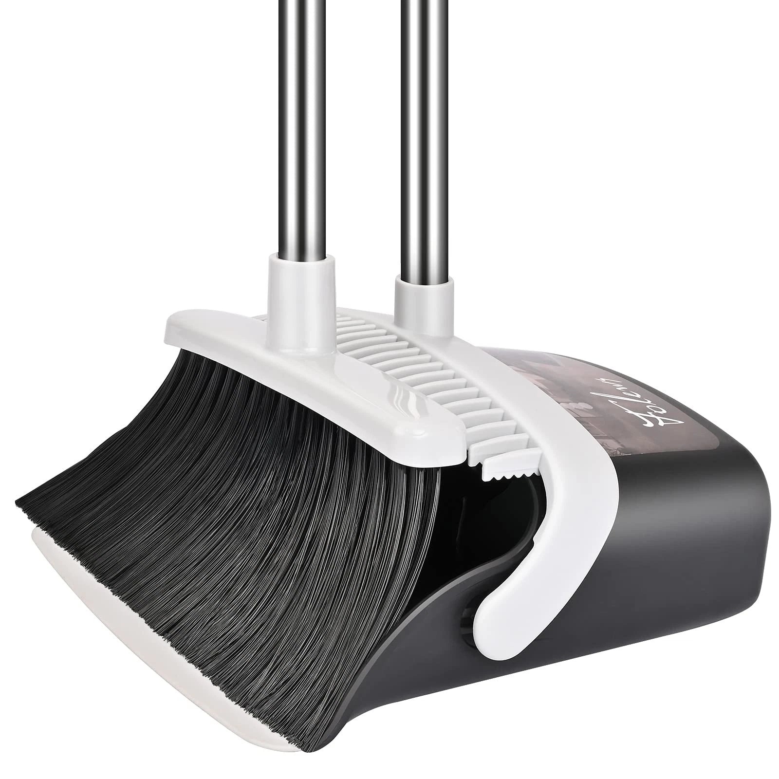 Broom and Dustpan Set Heavy Duty with Long Handle 51 Inch Combo Upright