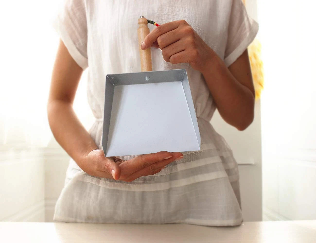 Mini Metal Dustpan and Brush Set Natural Bristle Hand Broom for Fireplace