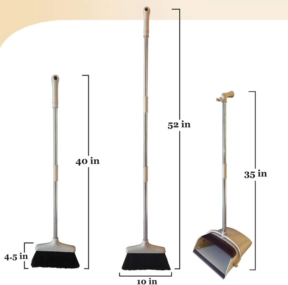 Broom and Dustpan Set Lightweight Upright Lobby Broom and Dust Pan Combo with Lo
