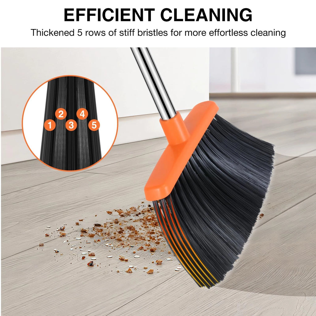 Long Handled Broom and Dustpan Set for Home Kitchen Office Hall Floor