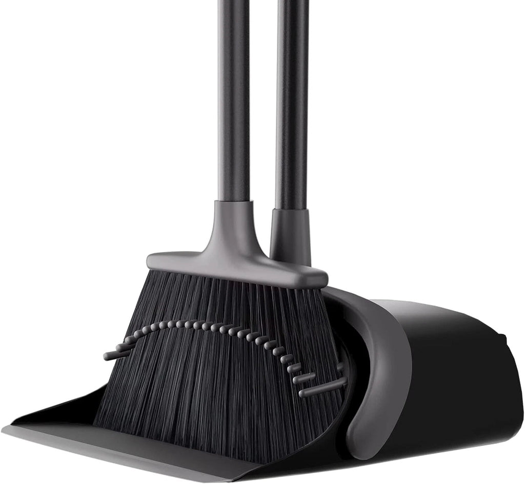 Durable 52'' Long Handle Broom and Dustpan Set with Comb Design for Pet Hair