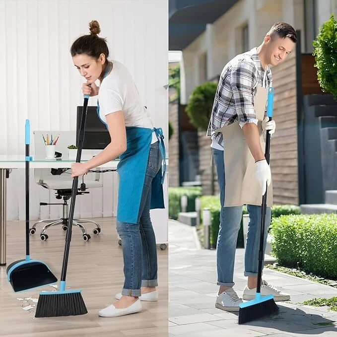 Dust pan and Broom Set with 48" Long Handle