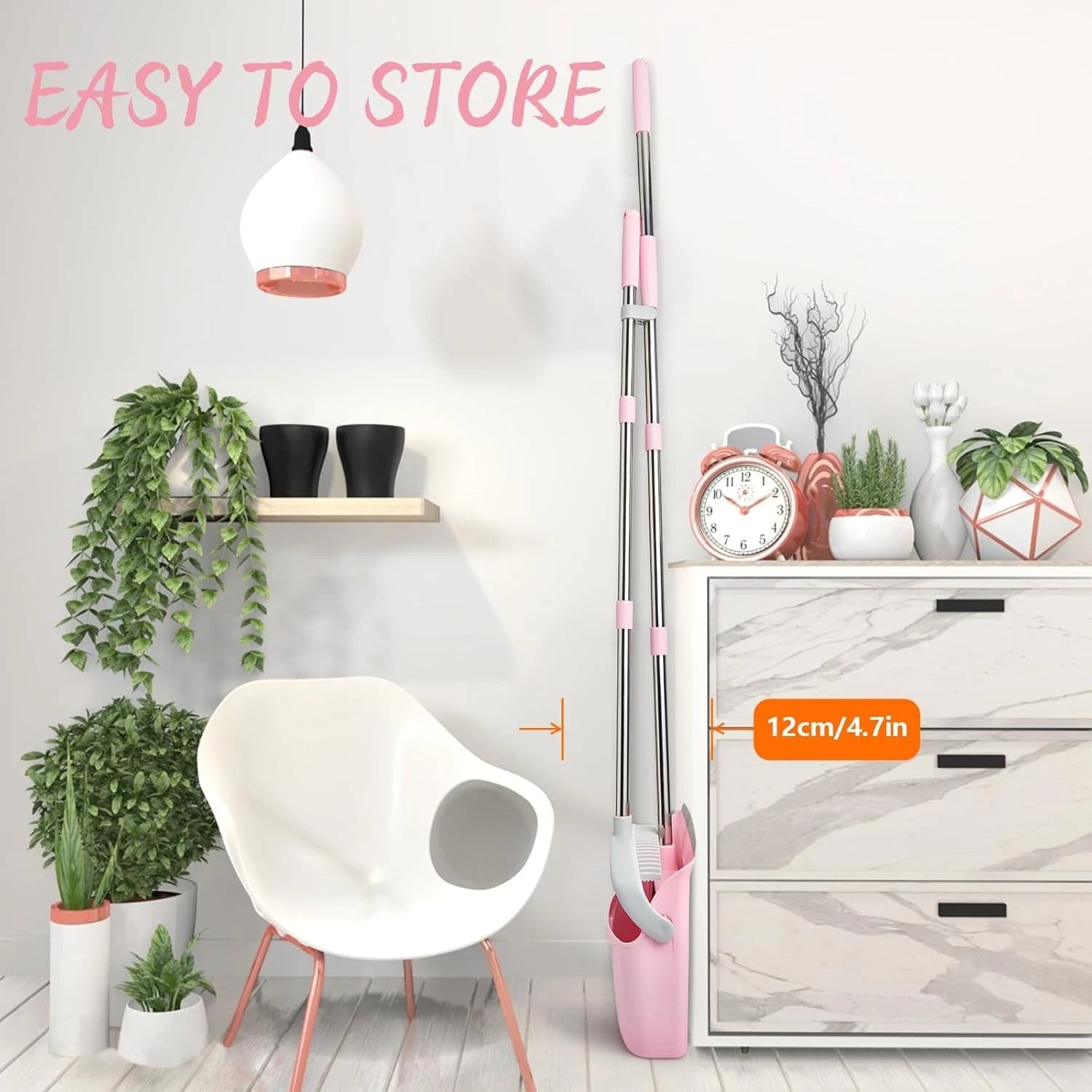 Broom and Dustpan Set, Efficient Floor Cleaning with Broom, Long Handle and Stan