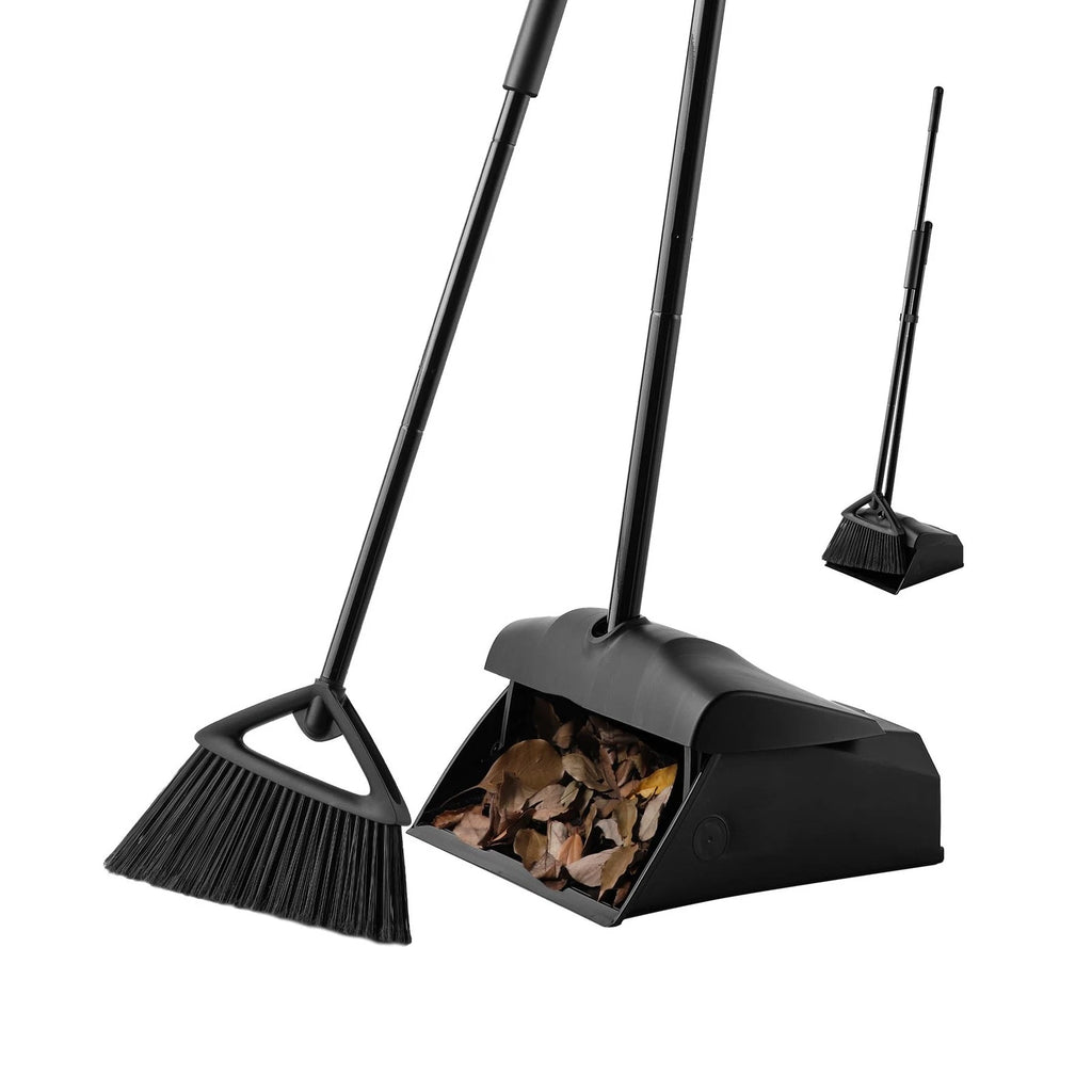 Commercial Angle Broom and Dustpan Combo with Long Handle Lobby Dust Pan Swee...