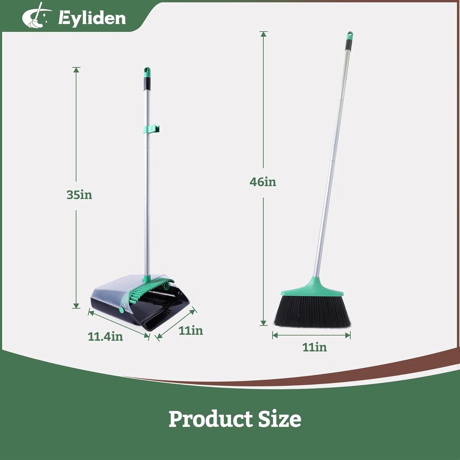 Broom and Dustpan Set, Long Handle Sweep Combo for Home, Office, Kitchen, Lobby,