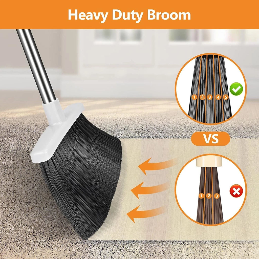 Broom and Dustpan Set, Heavy Duty Dust Pan and Broom with Long Handle 55 Inch...