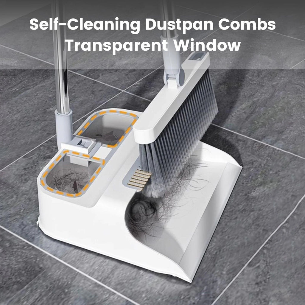 Broom with Dustpan Combo Set,51” Adjustable Long Handle,Broom and Dustpan,Dur...