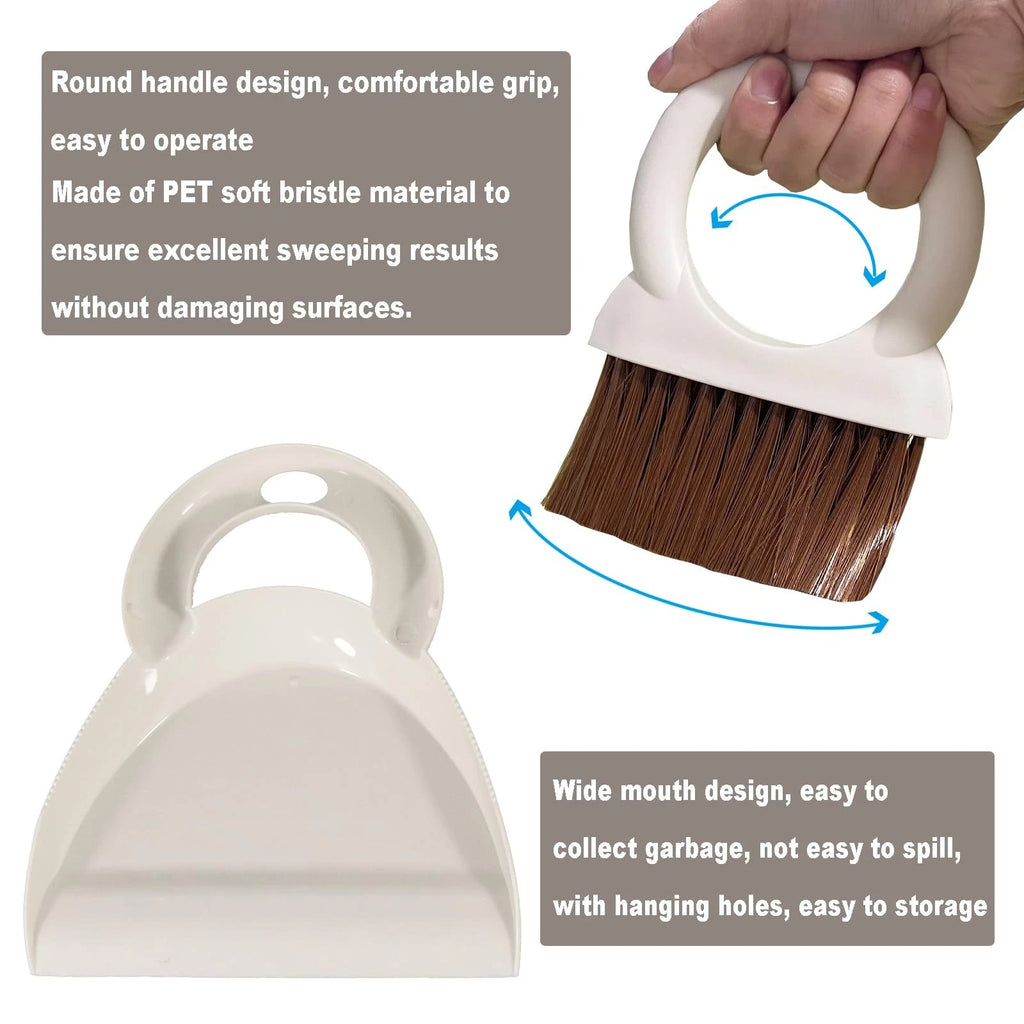 Round Handle Brush and Dustpan Set Small Broom & Dustpan Portable Handheld Sw...