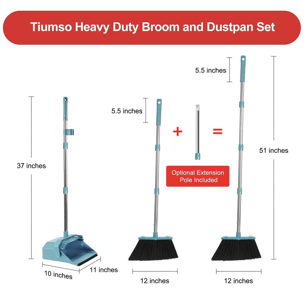 Upgrade Broom And Dustpan Set Broom With Dustpan Combo Set Large Broom And Dust