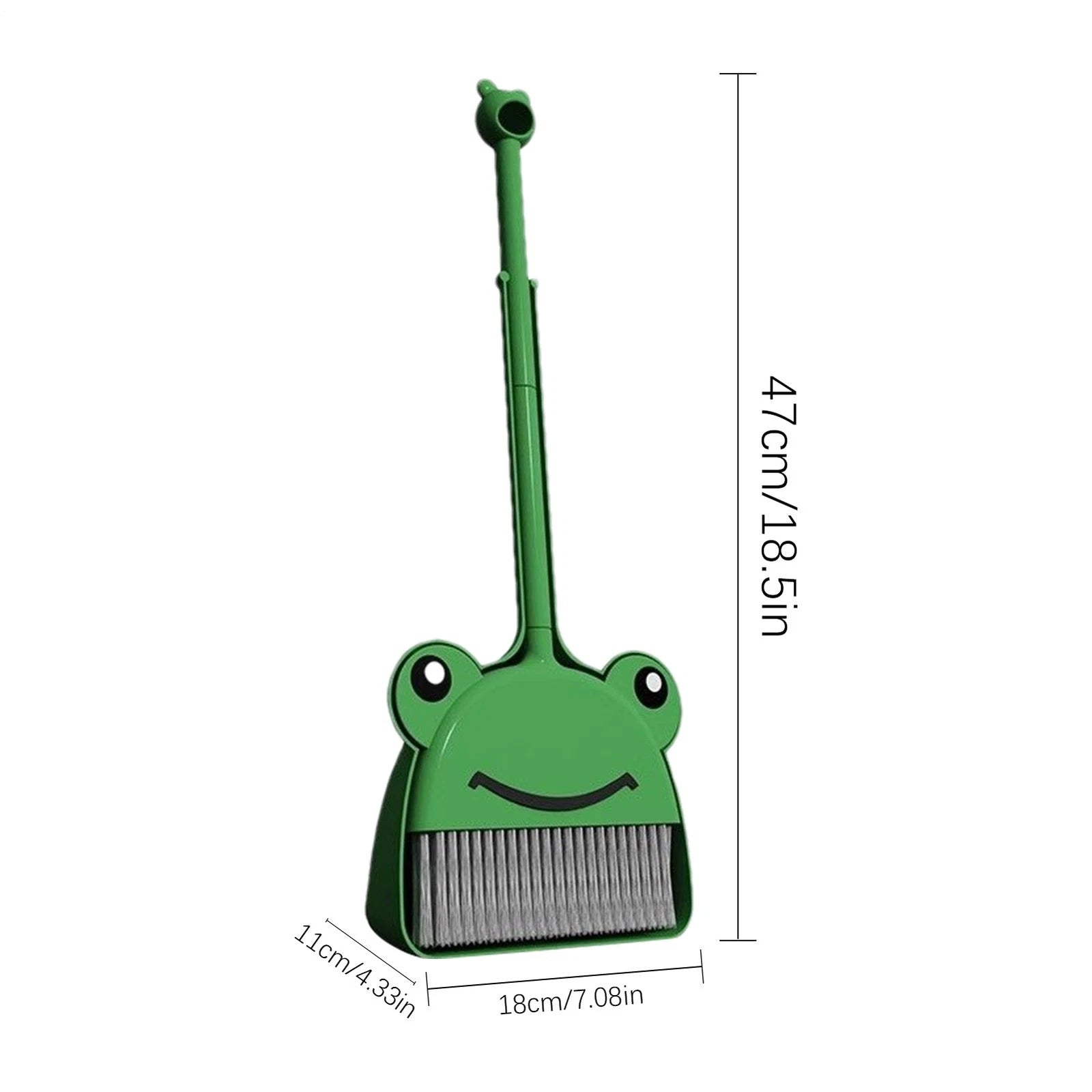 Children's Small Broom Dustpan Set Small Green Frog Cleaning Set Toddler natural