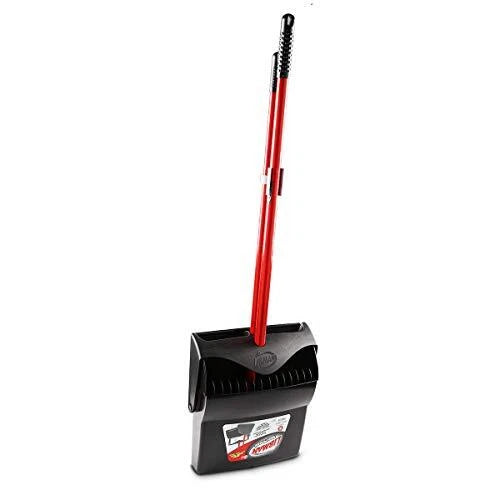 Pack of 2 Lobby Broom and Dustpan Set for Easy Cleanup in Black and Red