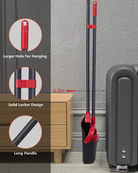 Broom and Dustpan Set for Home, Upgrade 52" Long Handle with Stand up Dustpan Co