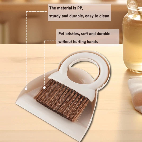 Round Handle Brush and Dustpan Set Small Broom & Dustpan Portable Handheld Sw...