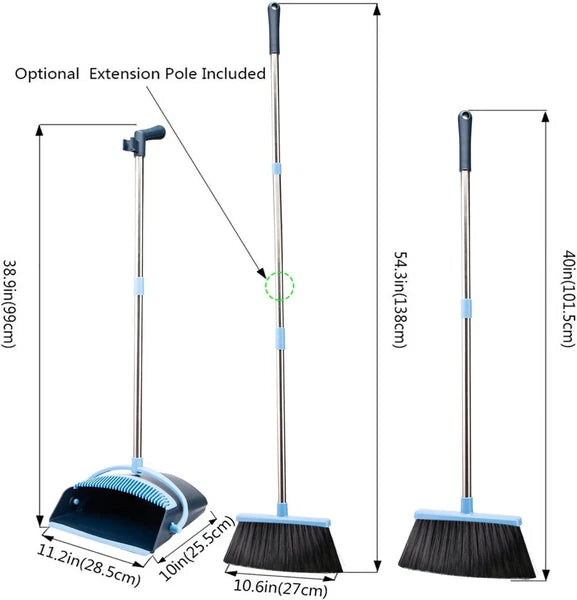 Broom Dustpan Set Home 2024 Indoor Combo Set Upright Dust Pans Long Handle Angle