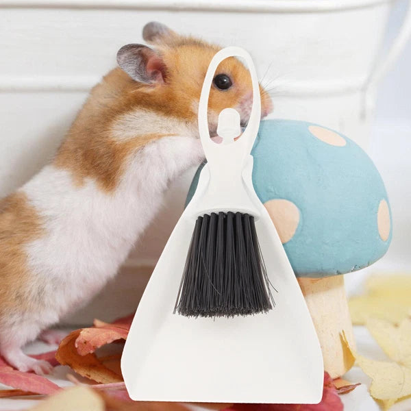 1 Set of Hamster Small Broom Dustpan Set Mini Cleaning Brush with Dustpan for