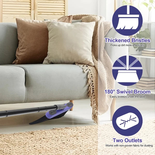 Collapsible Broom Dustpan Set Long Handle Soft Bristle Indoor Outdoor Swivel 54"