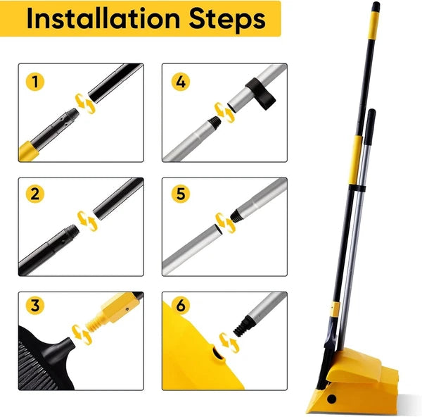 Heavy Duty Broom and Dustpan Set Commercial Outdoor Indoor 2+1