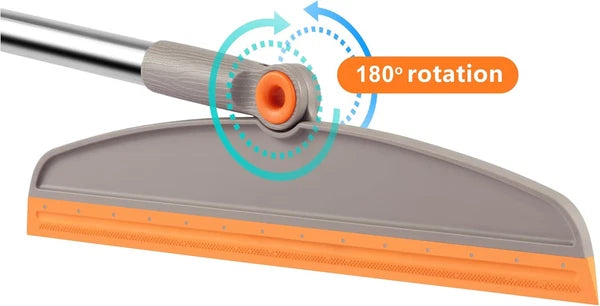 Multifunction 3-In-1 Broom Dustpan Silicone Broom Squeegee Scrub Brush Set Long
