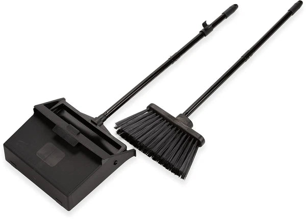 Duo-Pan Upright Dust Pan and Broom Broom Set with Clip for Floor Cleaning Res...