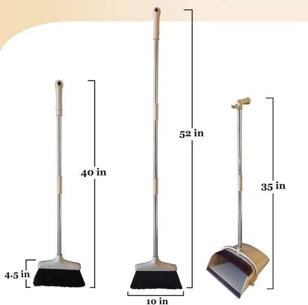 Broom and Dustpan Set Lightweight Upright Lobby Broom and Dust Pan Combo with Lo