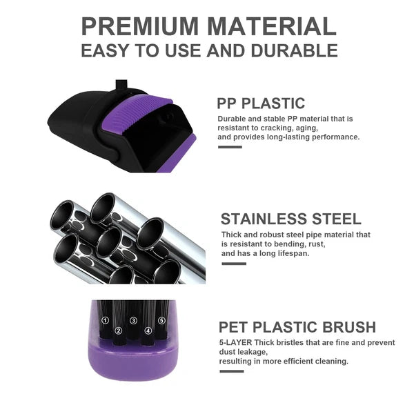 Broom And Dustpan Set Upright 50in Long Handle Self Cleaning For Home Kitchen Of