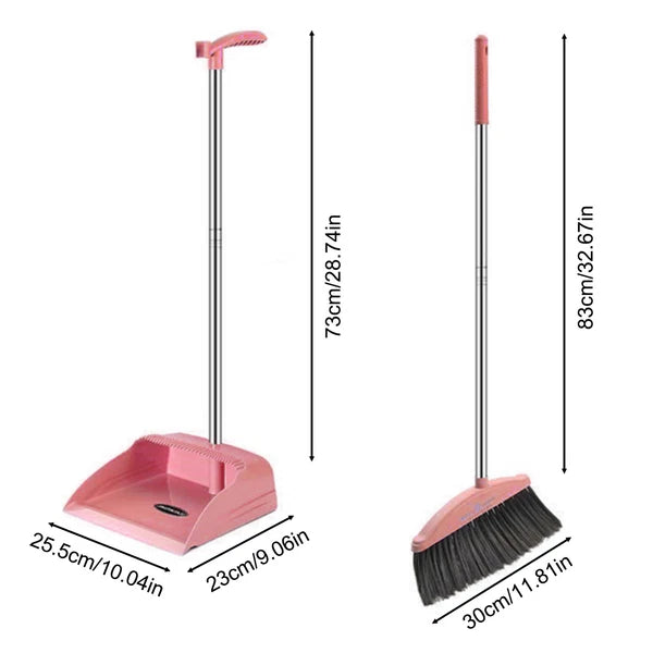 Broom And Dustpan Set Stand Up Broom And Dustpan With Teeth Lightweight Grand