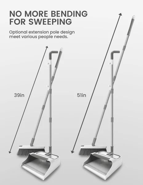 Broom with Dustpan Combo Set,51” Adjustable Long Handle,Broom and Dustpan,Dur...