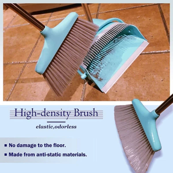 Broom and Dustpan Set Lightweight Upright Lobby Broom and Dust Pan Combo with...