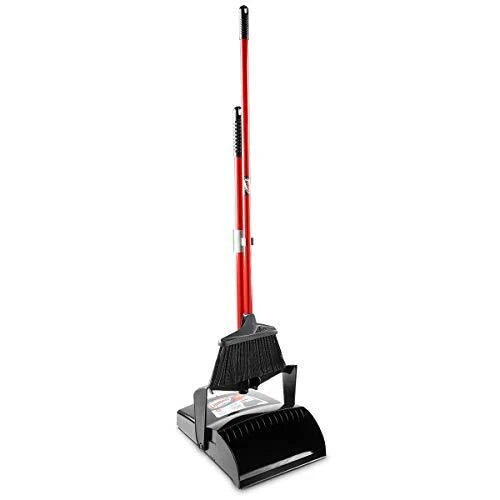 Pack of 2 Lobby Broom and Dustpan Set for Easy Cleanup in Black and Red