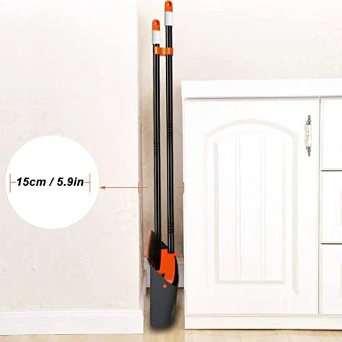 Broom and Dustpan Set with 52" Long Handle for Home A Orange Broom and Dustpan
