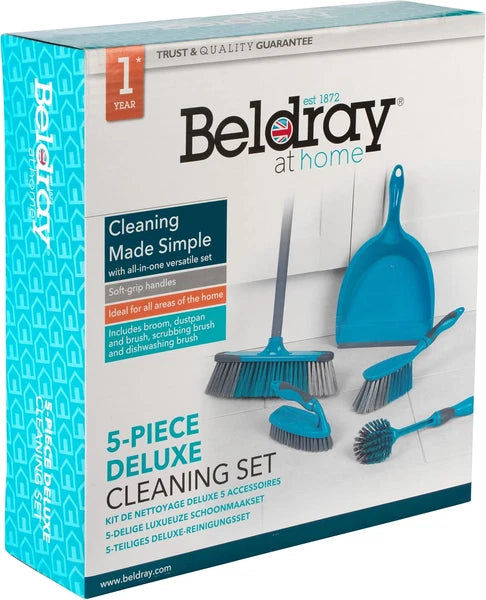 Cleaning Bundle with Broom, Dustpan and Brush Set, Scrubbing Brush