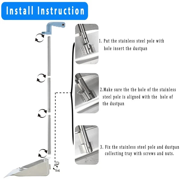 Broom and Dustpan Set Long Handle Heavy Duty Indoor Broom Dust Pan Combo 52"/38"