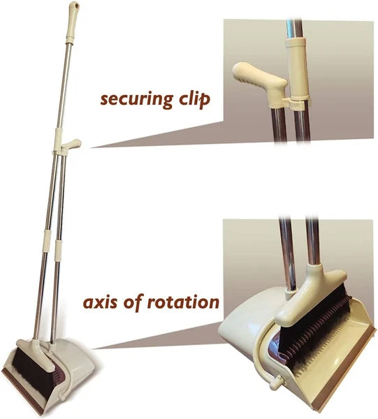 Broom and Dustpan Set Lightweight Upright Lobby Broom and Dust Pan Combo with Lo