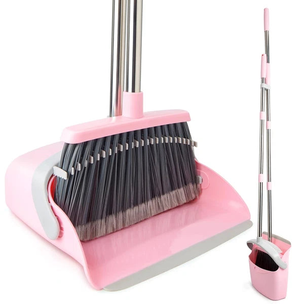 Broom and Dustpan Set, Efficient Floor Cleaning with Broom, Long Handle and S...