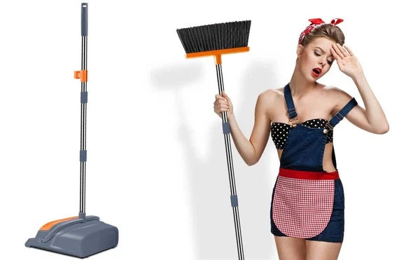 Kelamayi Broom Dustpan Set Self-Cleaning Upright Pet Hair Floor Sweeper