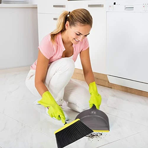 Broom and Dustpan Set,Indoor Broom with Dust pan Combo Set for Home,Angle