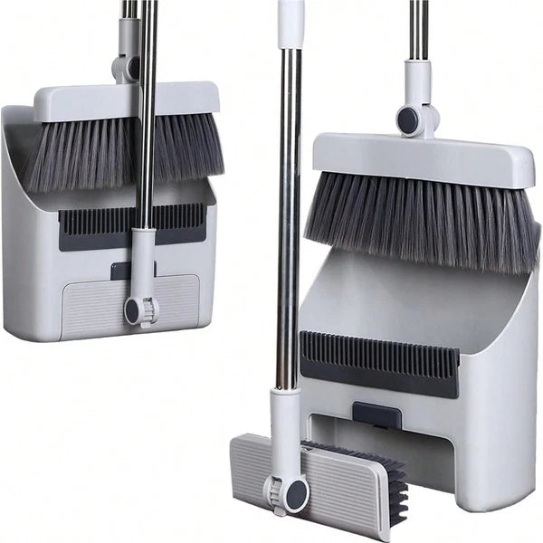 NGE-3-In-1 Broom And Dustpan Set, Soft Bristle, 180 Degree Rotatable Broom Dustp