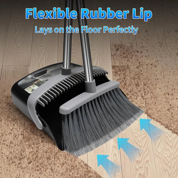 Broom with Dustpan Combo Set Broom and Dustpan Set Dust Pan with 51.2" Stainless