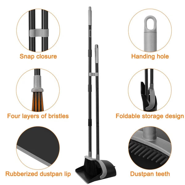 Broom and Dustpan Set Dust Pan with Long Handle 52 Broom with Stand Up