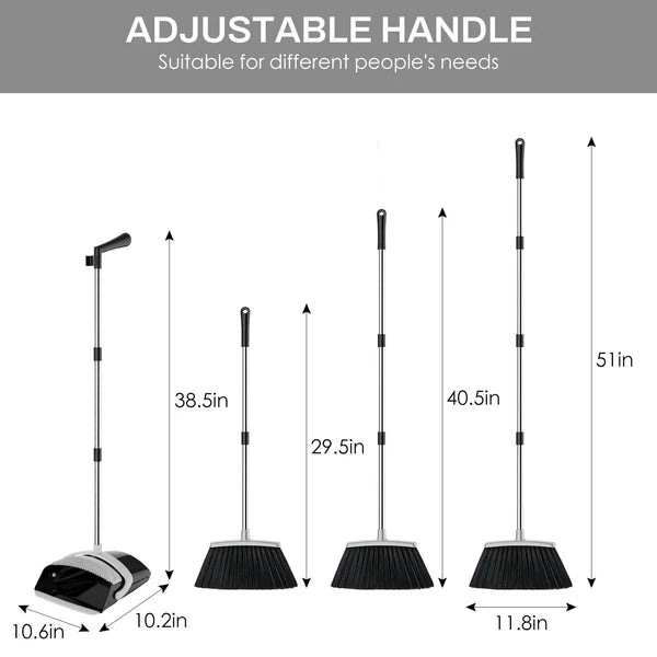 New and Dustpan Set for Home, 51in Long Adjustable Handle Angle Broom Combo with