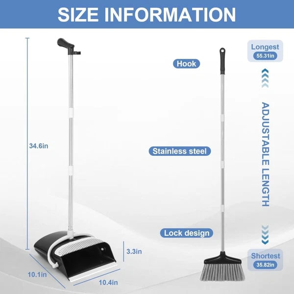 Broom and Dustpan Set Lightweight Upright Lobby Broom and Dust Pan Combo _