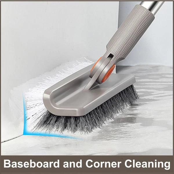 Multifunction 3-In-1 Broom Dustpan Silicone Broom Squeegee Scrub Brush Set Long