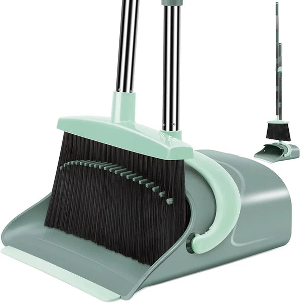 Broom and Dustpan Set for Home, Dust Pan with Long Handle, Broom with Dustpan