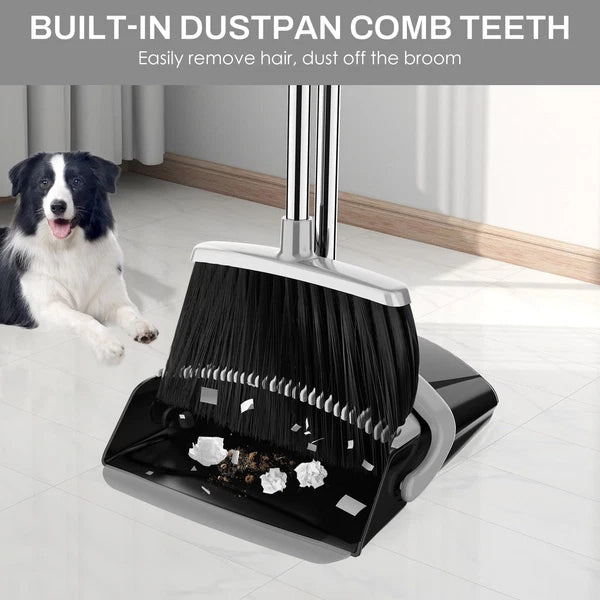 New and Dustpan Set for Home, 51in Long Adjustable Handle Angle Broom Combo with