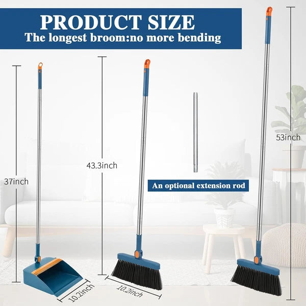4-Piece 8-Piece Broom and Dustpan Set 47-Inch Long Handle Broom