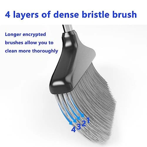 Broom with Dustpan Combo Set (54”) Long Handle Household Dust Black and Grey